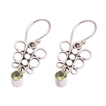 Peridot dangle earrings, 'Round Butterfly' - Circle Motif Peridot Dangle Earrings from Bali