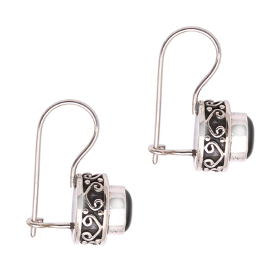 Onyx drop earrings, 'Dark Ovals' - Oval Onyx Drop Earrings Crafted in Bali