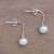 Cultured pearl drop earrings, 'Goddess Teardrops' - White Cultured Pearl Drop Earrings from Bali