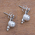 Cultured pearl drop earrings, 'God's Grapes' - Dot Motif Cultured Pearl Drop Earrings from Bali