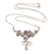 Garnet and cultured pearl pendant necklace, 'Garden Vine' - Floral Garnet and Cultured Pearl Pendant Necklace (image 2a) thumbail