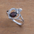 Garnet single-stone ring, 'Perched Butterfly' - Garnet Butterfly Single-Stone Ring from India