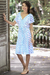 Rayon tunic-style dress, 'Azure Helix' - Printed Rayon Tunic-Style Dress in Azure from Bali