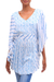 blusa de rayón - Blusa de rayón con motivo Helix en Azure de Bali