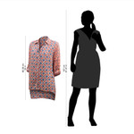 Rayon tunic, 'Kelud Crisscross' - Chili and Azure Printed Rayon Tunic from Bali