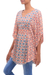 Rayon blouse, 'Kelud Crisscross' - Chili and Azure Printed Rayon Blouse from Bali (image 2b) thumbail