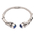 Culture pearl cuff bracelet, 'Songket Glow in Blue' - Cultural Blue Cultured Pearl Cuff Bracelet from Bali thumbail