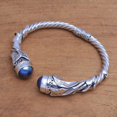 Brazalete de perlas culturales - Brazalete de perla cultivada azul cultural de Bali