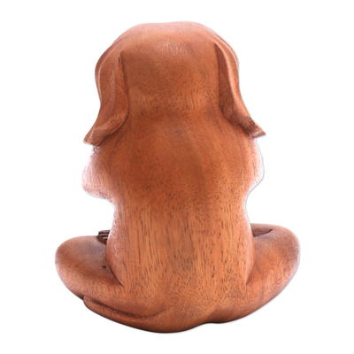 estatuilla de madera - Yoga meditación beagle marrón estatuilla de madera tallada a mano