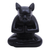 estatuilla de madera - Estatuilla de madera hecha a mano de boston terrier negro de meditación de yoga