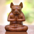Wood statuette, 'Yoga Boston Terrier in Brown' - Yoga Meditation Brown Boston Terrier Handmade Wood Statuette (image 2) thumbail