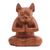 Wood statuette, 'Yoga Boston Terrier in Brown' - Yoga Meditation Brown Boston Terrier Handmade Wood Statuette thumbail