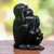 Wood Statuette, 'Three Monkey Sages in Black' - Three Wise Monkeys Black Hand Carved Wood Statuette