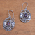 Garnet dangle earrings, 'Oval Dragonfly World' - Dragonfly-Themed Garnet Dangle Earrings from Bali (image 2b) thumbail