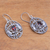 Garnet dangle earrings, 'Oval Dragonfly World' - Dragonfly-Themed Garnet Dangle Earrings from Bali (image 2c) thumbail