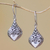 Sterling silver dangle earrings, 'Heart Flower Garden' - Heart and Flower Pattern Sterling Silver Dangle Earrings (image 2) thumbail