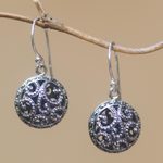 Sterling silver dangle earrings, 'Dewy Disc' - Dot Pattern Openwork Sterling Silver Dangle Earrings