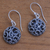 Sterling silver dangle earrings, 'Dewy Disc' - Dot Pattern Openwork Sterling Silver Dangle Earrings (image 2b) thumbail