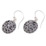 Sterling silver dangle earrings, 'Dewy Disc' - Dot Pattern Openwork Sterling Silver Dangle Earrings