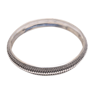 Handcrafted Sterling Silver Bangle Bracelet from Bali