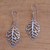 Sterling silver dangle earrings, 'Leaf Bones' - Sterling Silver Leaf Dangle Earrings from Bali (image 2b) thumbail