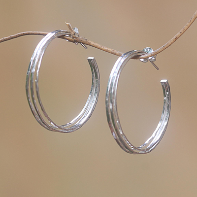 Sterling silver half-hoop earrings, Majestic Curve
