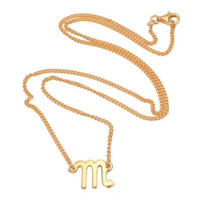 Collar colgante de plata de primera ley recubierta de oro - Collar con colgante de escorpio en plata de primera ley recubierta de oro de 18k
