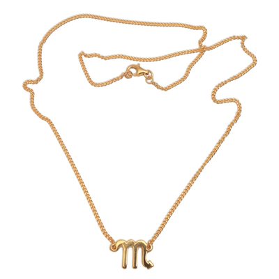 Gold plated sterling silver pendant necklace, 'Golden Scorpio' - 18k Gold Plated Sterling Silver Scorpio Pendant Necklace