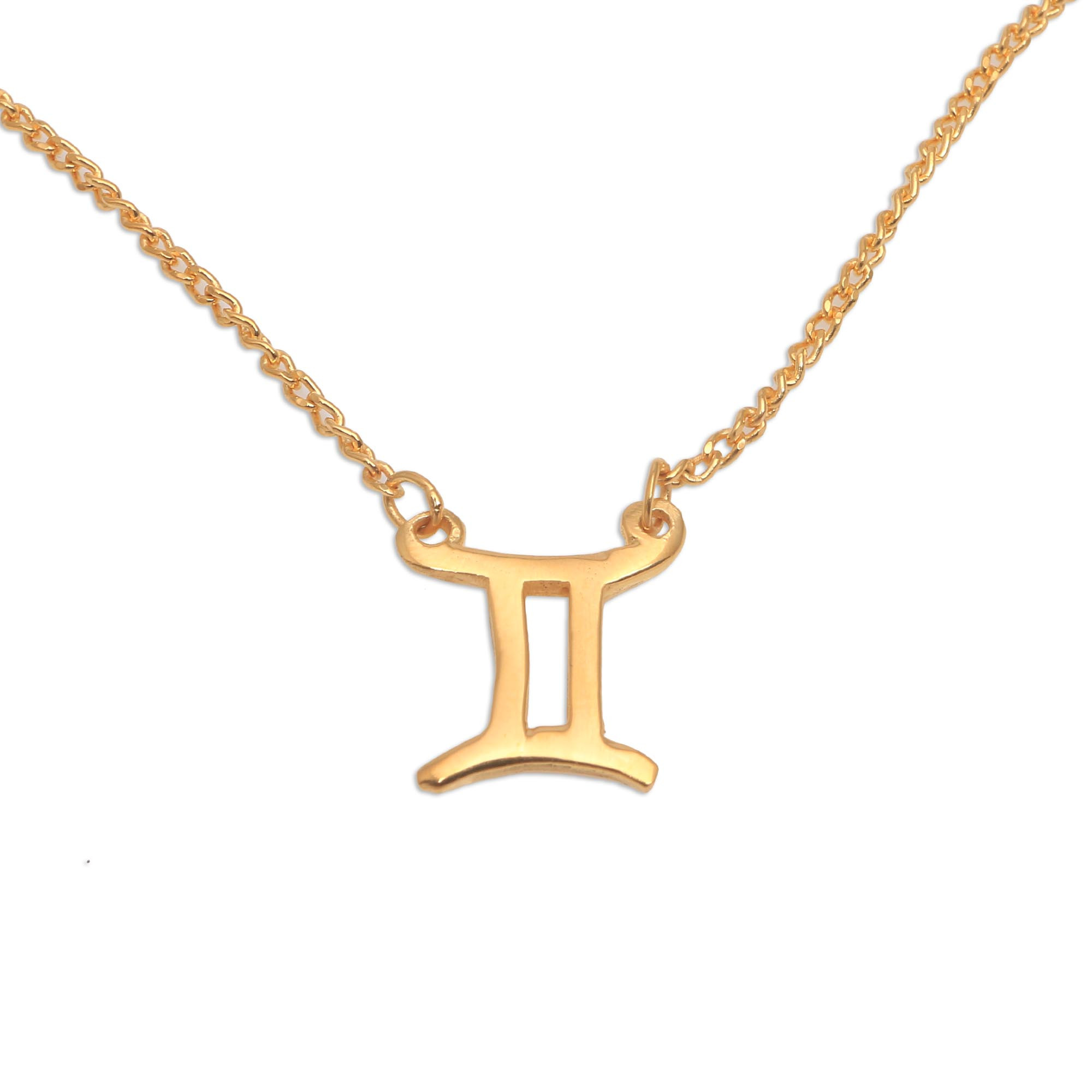 18k Gold Plated Sterling Silver Gemini Pendant Necklace Golden Gemini