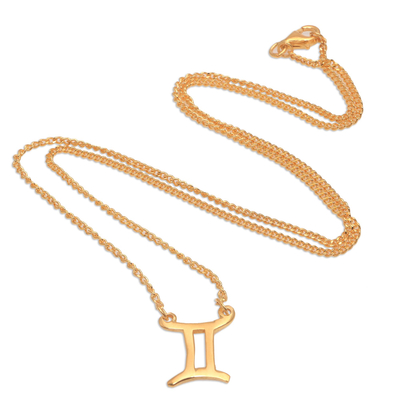 Gold plated sterling silver pendant necklace, 'Golden Gemini' - 18k Gold Plated Sterling Silver Gemini Pendant Necklace