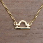 Gold plated sterling silver pendant necklace, 'Golden Libra' - 18k Gold Plated Sterling Silver Libra Pendant Necklace