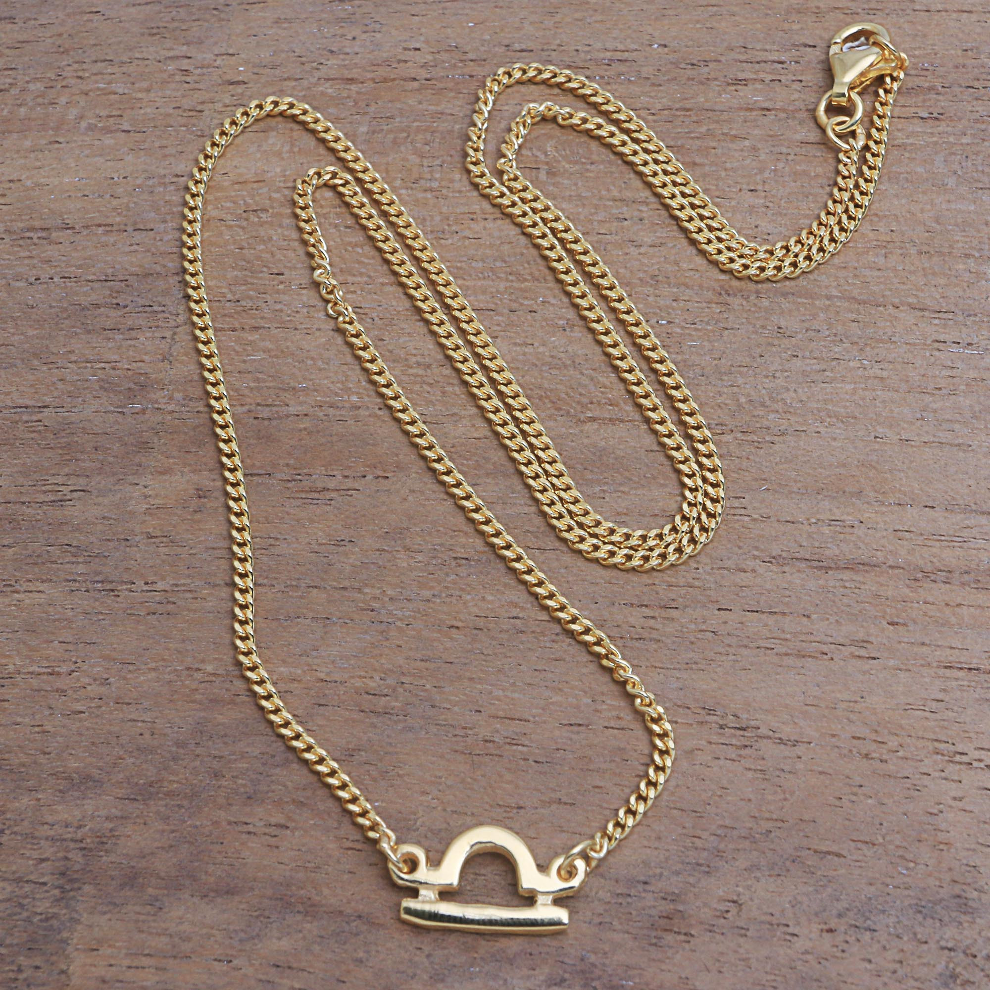 18k Gold Plated Sterling Silver Libra Pendant Necklace Golden Libra