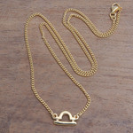 Gold plated sterling silver pendant necklace, 'Golden Libra' - 18k Gold Plated Sterling Silver Libra Pendant Necklace