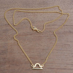Gold plated sterling silver pendant necklace, 'Golden Libra' - 18k Gold Plated Sterling Silver Libra Pendant Necklace