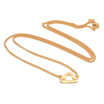Vergoldete Halskette mit Anhänger aus Sterlingsilber - Halskette mit Waage-Anhänger aus 18 Karat vergoldetem Sterlingsilber