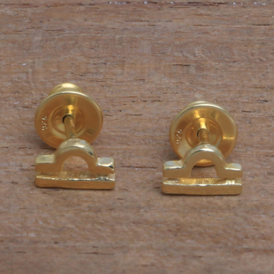 Pendientes de tuerca de plata de primera ley recubierta de oro - Pendientes libra de plata de primera ley con baño de oro de 18k
