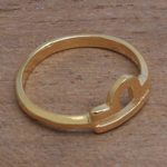Gold plated sterling silver band ring, 'Golden Libra' - 18k Gold Plated Sterling Silver Libra Band Ring