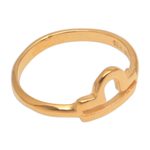 Gold plated sterling silver band ring, 'Golden Libra' - 18k Gold Plated Sterling Silver Libra Band Ring