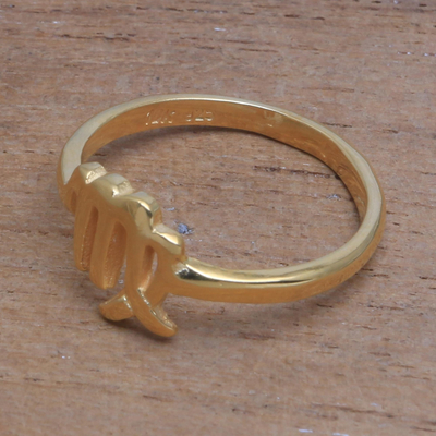 Vergoldeter Bandring aus Sterlingsilber - 18 Karat vergoldeter Jungfrau-Bandring aus Sterlingsilber
