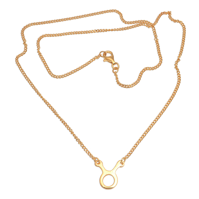 Vergoldete Halskette mit Anhänger aus Sterlingsilber - Halskette mit Stier-Anhänger aus 18 Karat vergoldetem Sterlingsilber