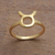 Gold plated sterling silver band ring, 'Golden Taurus' - 18k Gold Plated Sterling Silver Taurus Band Ring