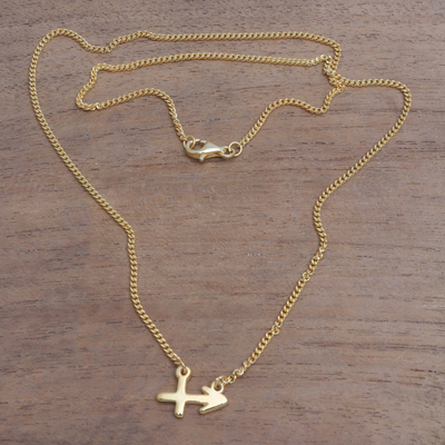 Gold plated sterling silver pendant necklace, 'Golden Sagittarius' - 18k Gold Plated Sterling Silver Sagittarius Pendant Necklace