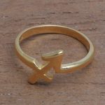 Gold plated sterling silver band ring, 'Golden Sagittarius' - 18k Gold Plated Sterling Silver Sagittarius Band Ring