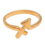 Gold plated sterling silver band ring, 'Golden Sagittarius' - 18k Gold Plated Sterling Silver Sagittarius Band Ring