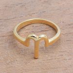 Gold plated sterling silver band ring, 'Golden Aries' - 18k Gold Plated Sterling Silver Aries Band Ring