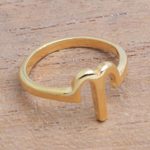 Gold plated sterling silver band ring, 'Golden Aries' - 18k Gold Plated Sterling Silver Aries Band Ring