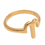 Gold plated sterling silver band ring, 'Golden Aries' - 18k Gold Plated Sterling Silver Aries Band Ring