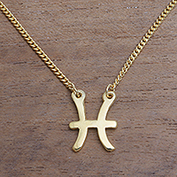 Gold plated sterling silver pendant necklace, 'Golden Pisces' - 18k Gold Plated Sterling Silver Pisces Pendant Necklace