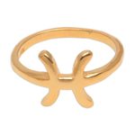 Gold plated sterling silver band ring, 'Golden Pisces' - 18k Gold Plated Sterling Silver Pisces Band Ring