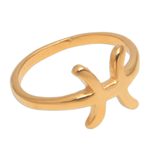 Gold plated sterling silver band ring, 'Golden Pisces' - 18k Gold Plated Sterling Silver Pisces Band Ring